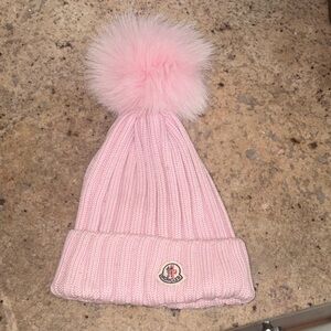 Moncler Light Pink Kids Pom-Pom Hat